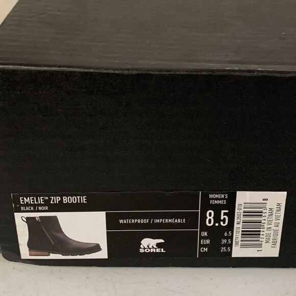 Sorel Women’s Size 8.5 Black Emelie Zip Waterproof Ankle Bootie Black NL… - Picture 9 of 9